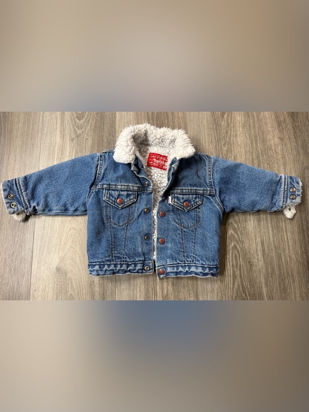 Vintage little Levi’s Sherpa lined denim trucker jacket 24 mo 1990’s